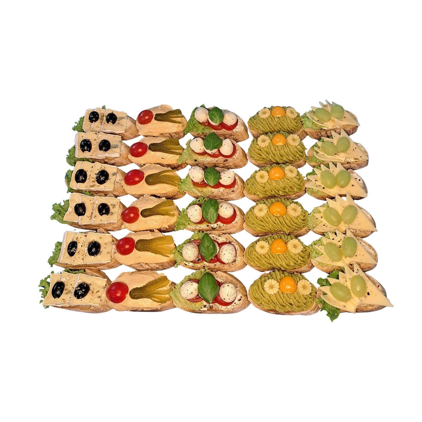 Platte Canapé vegetarisch mit fünf vegetarischen Sorten
