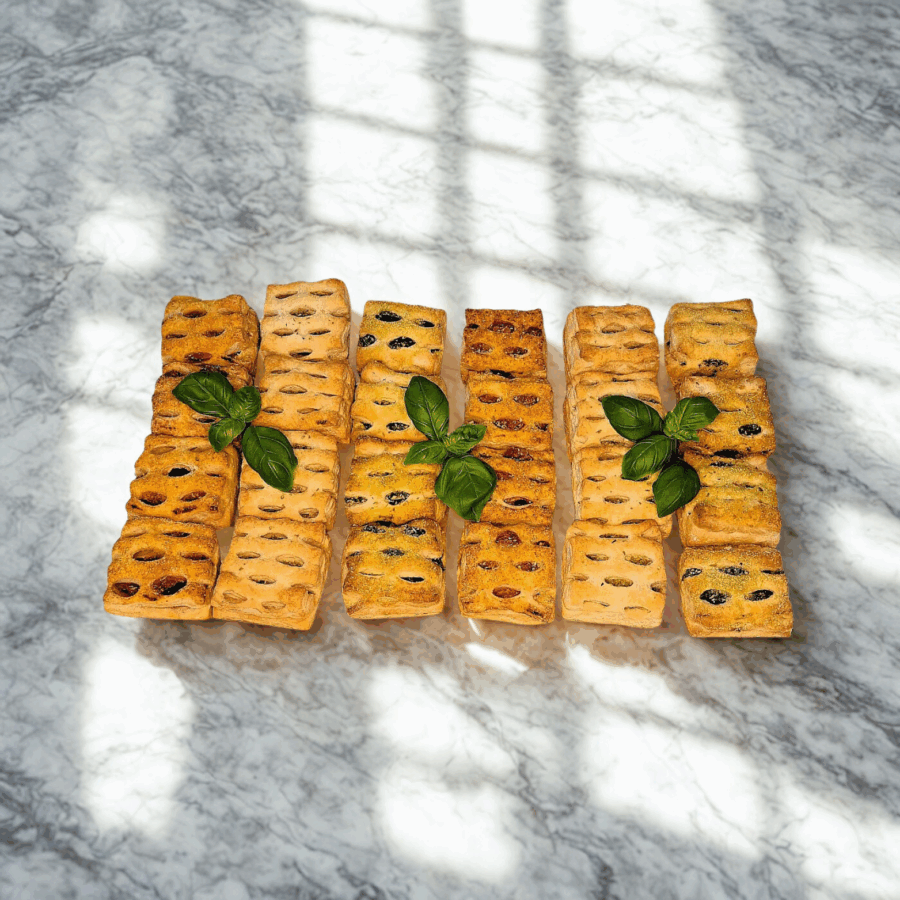Blätterteig-Taschen pikant vegan <br> [24 Stück / Platte] <br> [1 Stück = 2,17€]