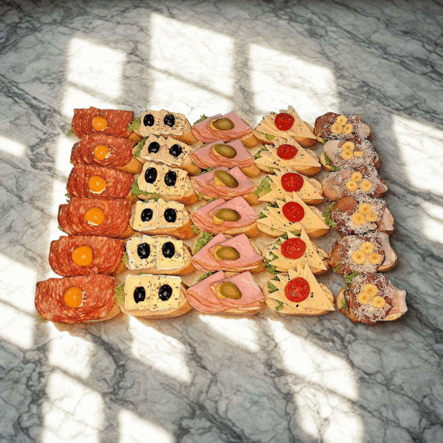 Canapé traditionell <br> [30 Stück / Platte] <br> [1 Stück = 3,05€]