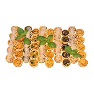 Mini Quiche kreativ <br> [50 Stück / Platte] <br> [1 Stück = 2,96€]